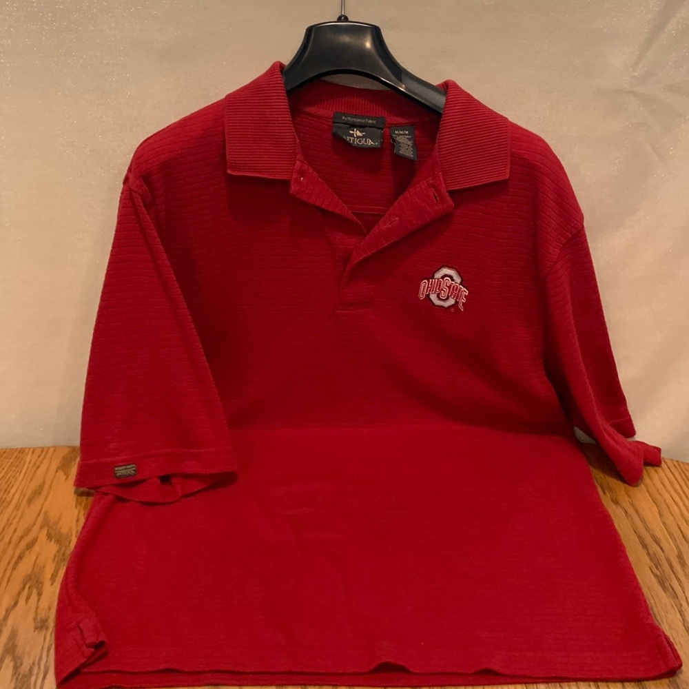 Antiqua Red Ohio State Polo Shirt Size Medium